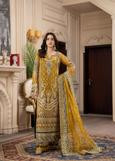 Areesha Luxury Embroidered Organza 3 Piece Unstitched Suit ARE25LC D-07 MARIGOLD SPARK